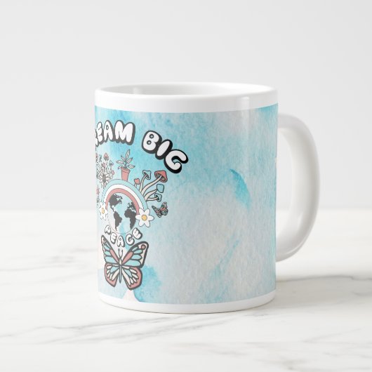 蝶とキノコの夢の大きなインスピオ前向きー ジャンボコーヒーマグカップ (正面右)