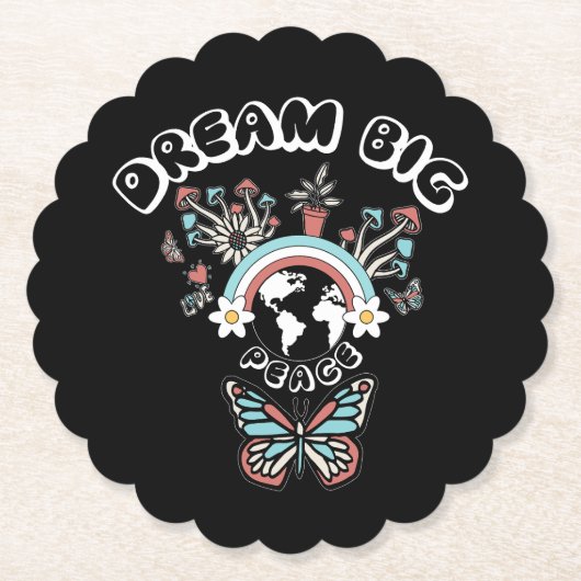 蝶とキノコの夢の大きなインスピオ前向きー ペーパーコースター (正面)