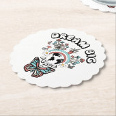 蝶とキノコの夢の大きなインスピオ前向きー ペーパーコースター (アングル)