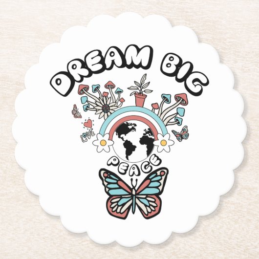 蝶とキノコの夢の大きなインスピオ前向きー ペーパーコースター (正面)