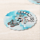 蝶とキノコの夢の大きなインスピオ前向きー ペーパーコースター (アングル)