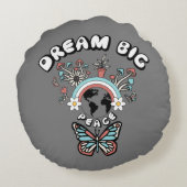 蝶とキノコの夢の大きなインスピオ前向きー ラウンドクッション (裏面)