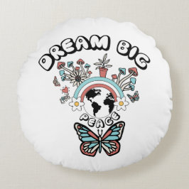 蝶とキノコの夢の大きなインスピオ前向きー ラウンドクッション