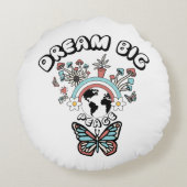 蝶とキノコの夢の大きなインスピオ前向きー ラウンドクッション (裏面)