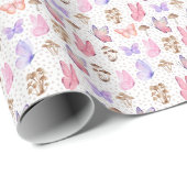 蝶とキノコの白 ラッピングペーパー (ロールコーナー)