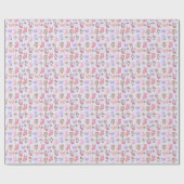 蝶とキノコの紫淡い色の上 ラッピングペーパー (フラット)