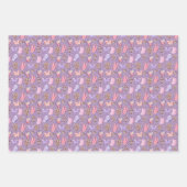 蝶とキノコの紫 ラッピングペーパーシート (正面3)