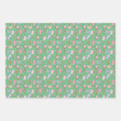 蝶とキノコの緑 ラッピングペーパーシート (正面2)