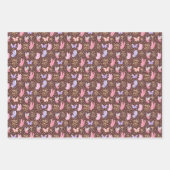 蝶とキノコの茶色 ラッピングペーパーシート (正面)