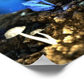 蝶とキノコを持つ魔法の妖精の森 ポスター (角)