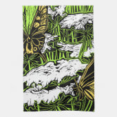 蝶とクイーンアンズレース キッチンタオル (縦)