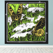 蝶とクイーンアンズレース キャンバスプリント (インサイチュ (ウッドフロア))