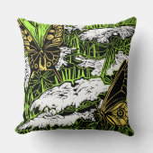 蝶とクイーンアンズレース クッション (正面)