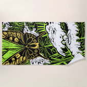 蝶とクイーンアンズレース ビーチタオル (正面)