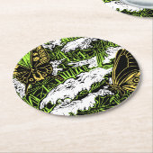 蝶とクイーンアンズレース ラウンドペーパーコースター (アングル)