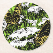 蝶とクイーンアンズレース ラウンドペーパーコースター (正面)