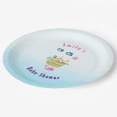 蝶とクジラをモチーフにした、キュートな動物園の動物の箱 ペーパープレート (アングル)