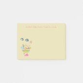 蝶とクジラをモチーフにした、キュートな動物園の動物の箱 ポストイット (正面)