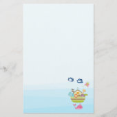 蝶とクジラをモチーフにした、キュートな動物園の動物の箱 便箋 (正面)