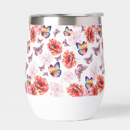 蝶とケシの花