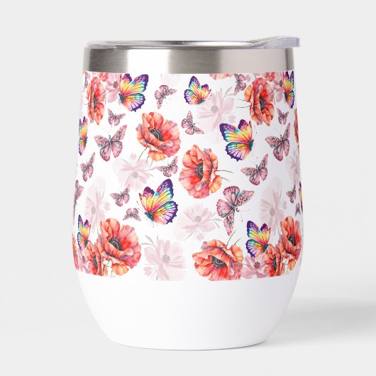 蝶とケシの花 (左面)