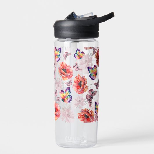 蝶とケシの花 ウォーターボトル (左面)