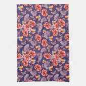 蝶とケシの花 キッチンタオル (縦)