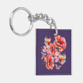 蝶とケシの花 キーホルダー (正面左)