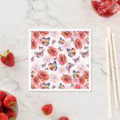 蝶とケシの花 スタンダードカクテルナプキン (インサイチュ)