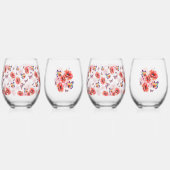 蝶とケシの花 ステムなしワイングラス (裏面)