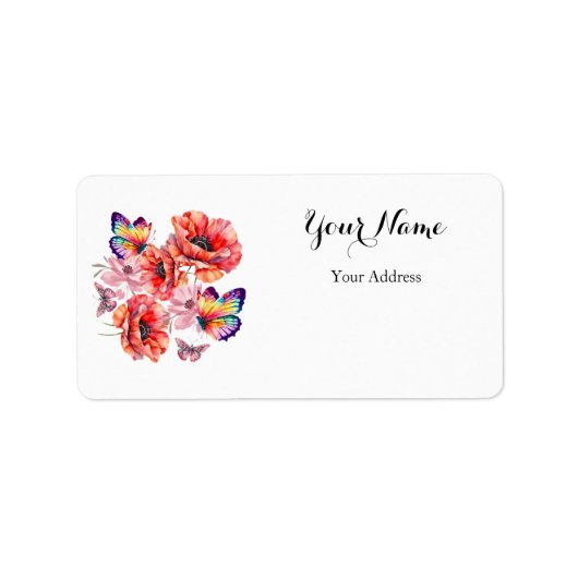 蝶とケシの花 ラベル (正面)