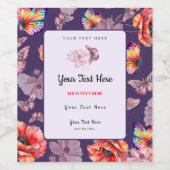 蝶とケシの花 ワインラベル (シングルラベル)