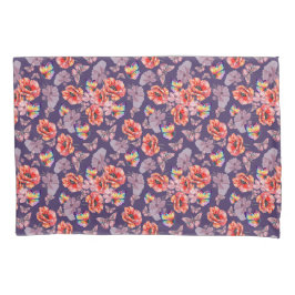 蝶とケシの花 枕カバー