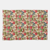 蝶とサボテンと明るい夏のパターン キッチンタオル (横)