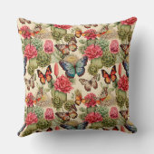 蝶とサボテンと明るい夏のパターン クッション (裏面)