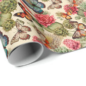 蝶とサボテンと明るい夏のパターン ラッピングペーパー (ロールコーナー)