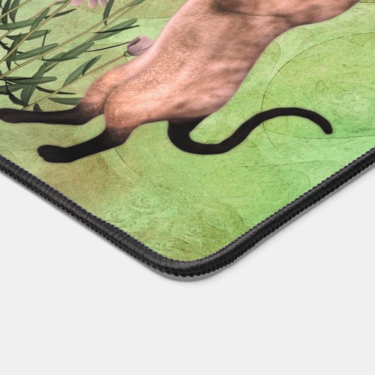 蝶とシャムパーソナライズされた猫 デスクマット (コーナー)