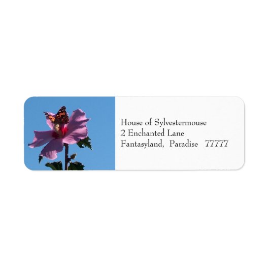 蝶とシャロンバラ住所 シール (正面)
