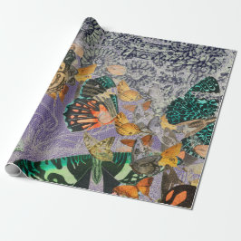 蝶とシャンティリーレースのラッピング紙 ラッピングペーパー