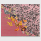 蝶とシャンティリーレース赤ラッピング紙 ラッピングペーパー (フラット)