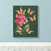 蝶とスイートピーの花 キャンバスプリント (インサイチュ (ウッドフロア))