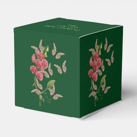 蝶とスイートピーパーソナライズされた花 フェイバーボックス (裏面サイド)