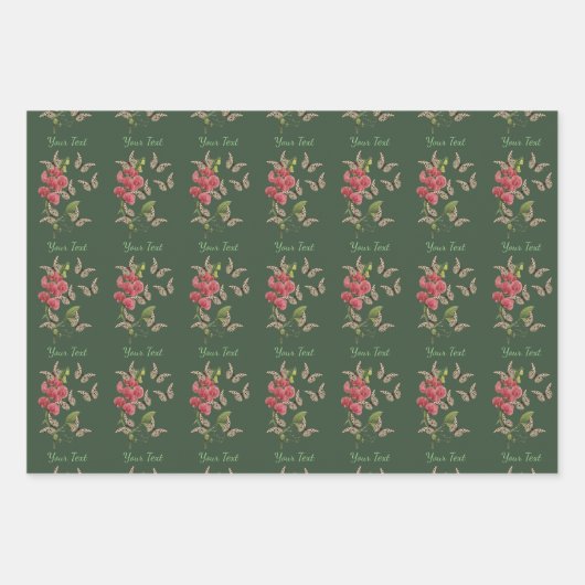 蝶とスイートピーパーソナライズされた花 ラッピングペーパーシート (正面2)