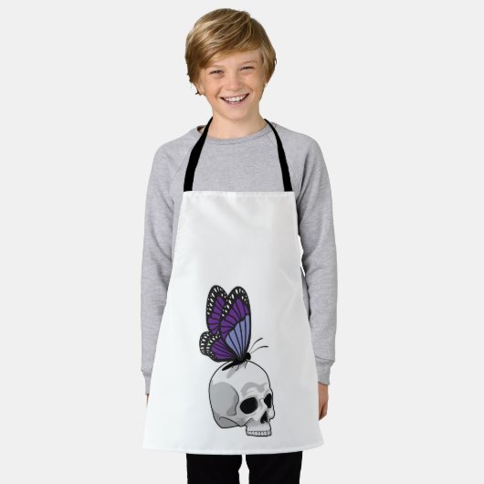 蝶とスカル エプロン (着用した状態)