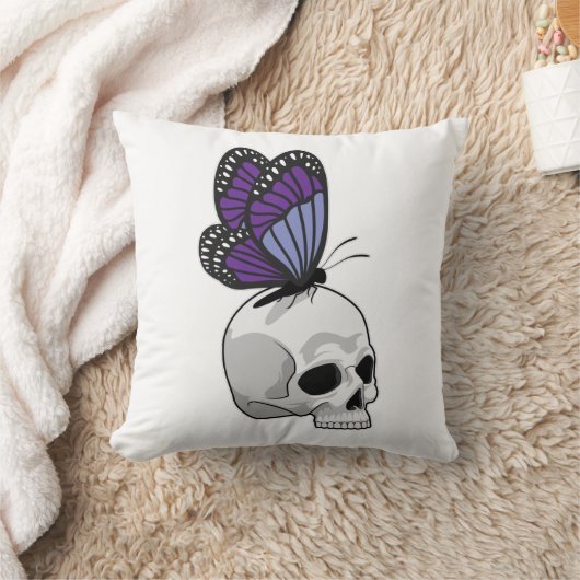 蝶とスカル クッション (ブランケット)