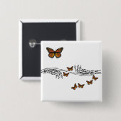 蝶とスケルトン 缶バッジ (正面&裏面)