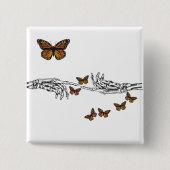 蝶とスケルトン 缶バッジ (正面)