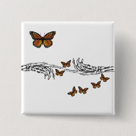 蝶とスケルトン 缶バッジ