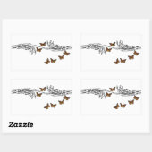 蝶とスケルトン 長方形シール (シート)