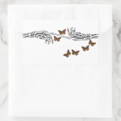 蝶とスケルトン 長方形シール (バッグ)